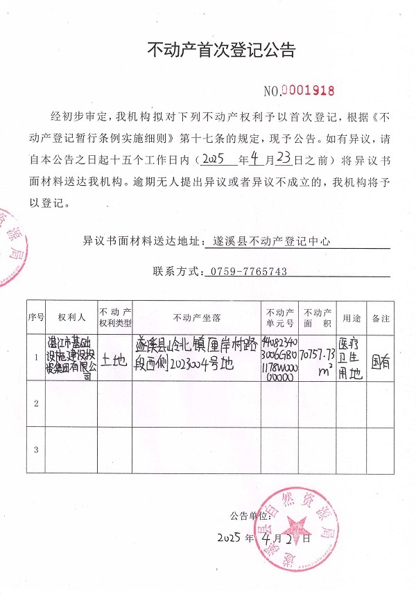 不動產(chǎn)首次登記公告（湛江市基礎(chǔ)設(shè)施建設(shè)投資集團(tuán)有限公司）.jpg