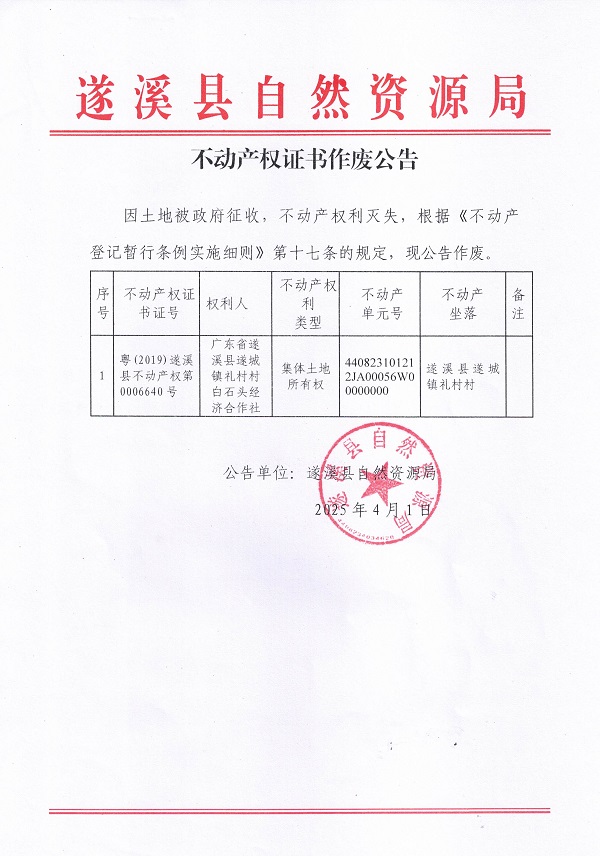 0401不動產(chǎn)權(quán)證書作廢公告（廣東省遂溪縣遂城鎮(zhèn)禮村村白石頭經(jīng)濟(jì)合作社）.jpg